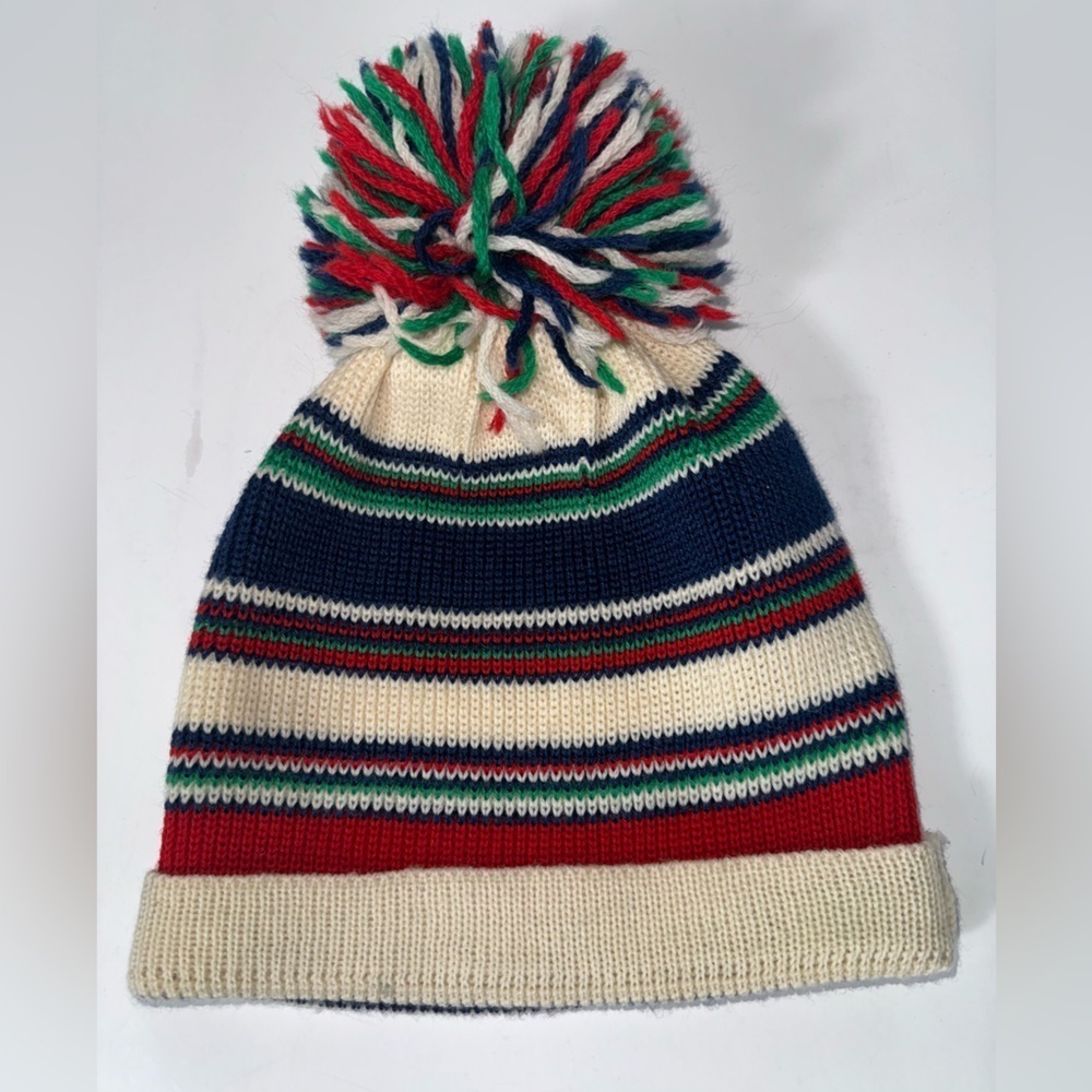 Vintage Meister 100% Wool Winter Beanie Pom Pom Hat